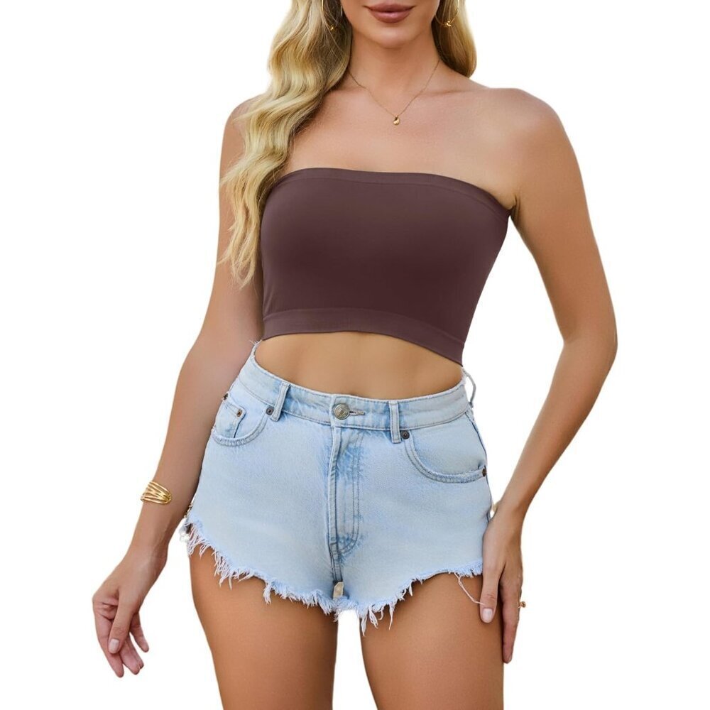 4 Pack Women Tube Tops Strapless Crop Casual Swimwear Basic Summer - Picture 2 of 7